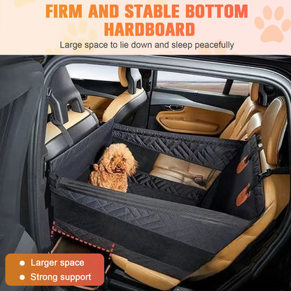Dog Car Seat Hard Bottom Back Seat Extender with Removable Blanket Non-Slip Dog Car Hammock Turn into Soft Pet Travel Bed