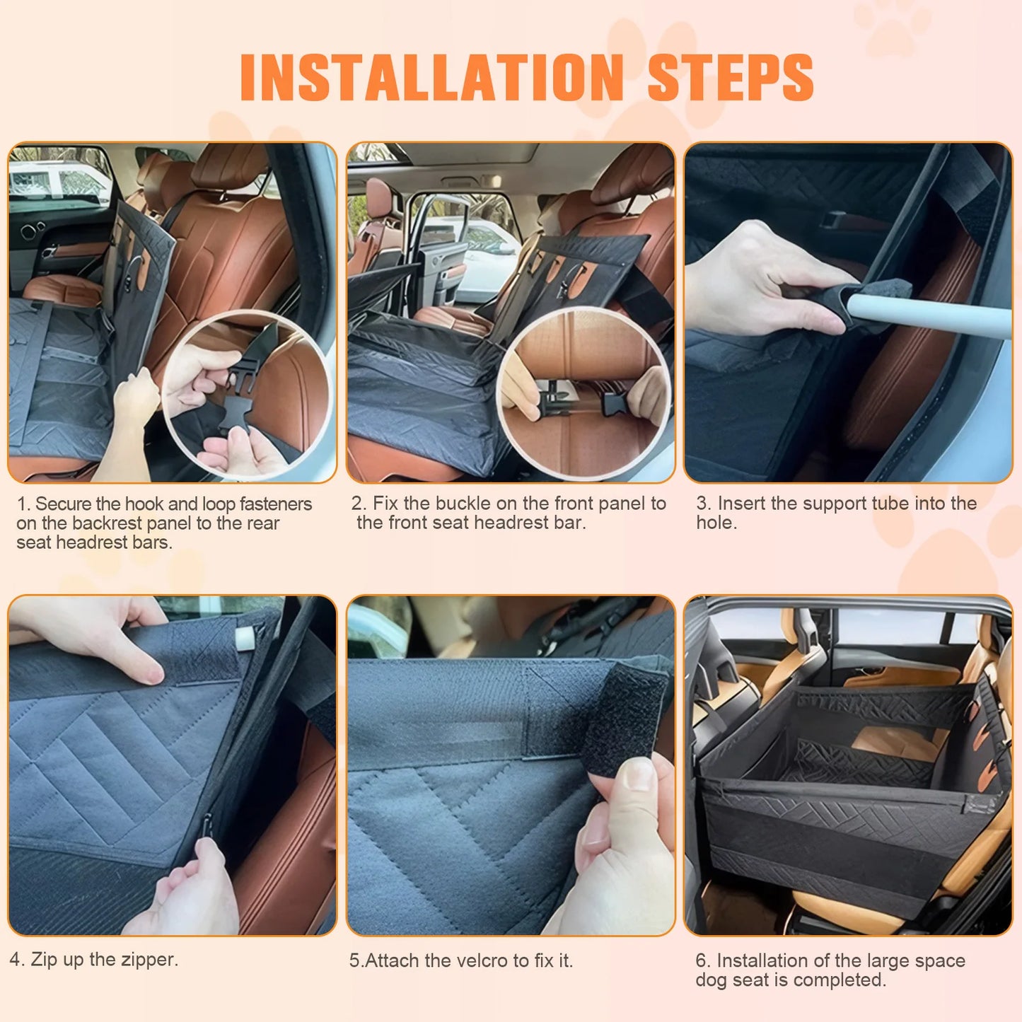 Dog Car Seat Hard Bottom Back Seat Extender with Removable Blanket Non-Slip Dog Car Hammock Turn into Soft Pet Travel Bed