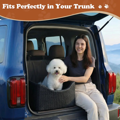 Dog Car Seat for Small Dogs & Cats, All-Season Reversible Design, Enclosed Pet Car Seat with Seat Belt Straps, Non-Slip Waterproof Travel Bed for Car & Outdoor Use