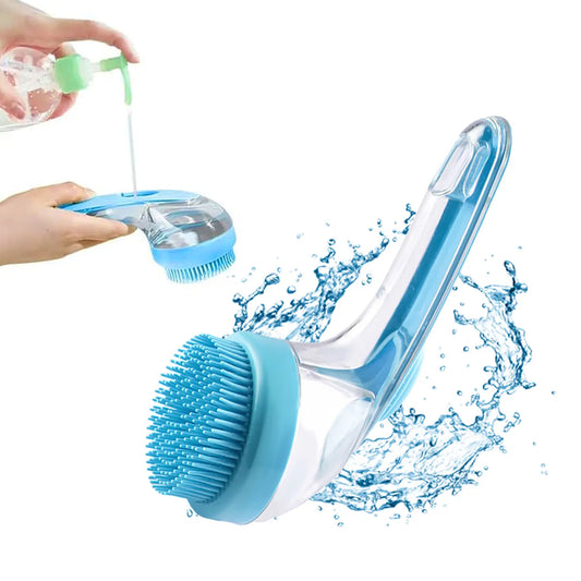 Pet Bath Brush 2 in 1 Dog Bath Brush with Built-In Shampoo Dispenser Multi-Functional Dog Bath Brush for Long & Short Haired Dogs Cats Shower